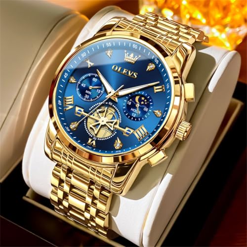 OLEVS Watches for Men Dress Watch with Day Classic Wrist Watches Multifunction Luminous Men Stainless Steel Wristwatch Water Resistant Chronograph Men Business Watches