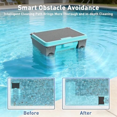 Solar Powered Pool Skimmer, Cordless Pool Cleaner, Robotic Pool Vacuum-H3 Overground Robotic Pool Skimmer Robot with AppSelf-Parking (App Support)
