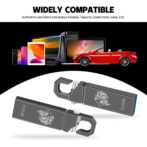 Memory Stick 512GB Thumb Drive USB 2.0 Jump Drive USB Flash Drive 512GB Photo Stick (Grey 512GB)