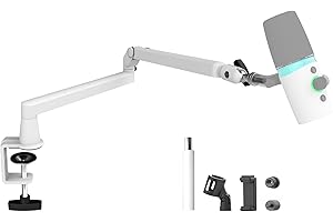 Microphone Boom Arm, Low Profile Mic Arm Professional Adjustable Solid Desk Mount Clamp,Cable Management Microphone Arm Stand