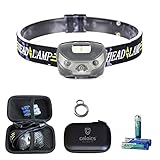 CREE LED Headlamp Caloics USB Rechargeable Bright Flashlight for Hunting, Camping, Night Fishing, Running, Reading, Kids, Perfect Hands-free Outdoor Work Light (Gray)