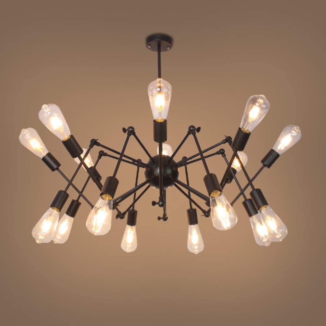 JGHR Industrial Wind Spider Iron Chandeliers Creative Retro Retractable Multi-Head Ceiling Lamp Suitable for Living Room, Bar, Restaurant Decoration Chandeliers