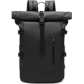 GYakeog Rolltop Backpack Waterproof for Women & Men 33L Large Bike Backpack 15 inch Laptop Backpack Lightweight Perfect for Work School Travel and Outdoor Activities-Black