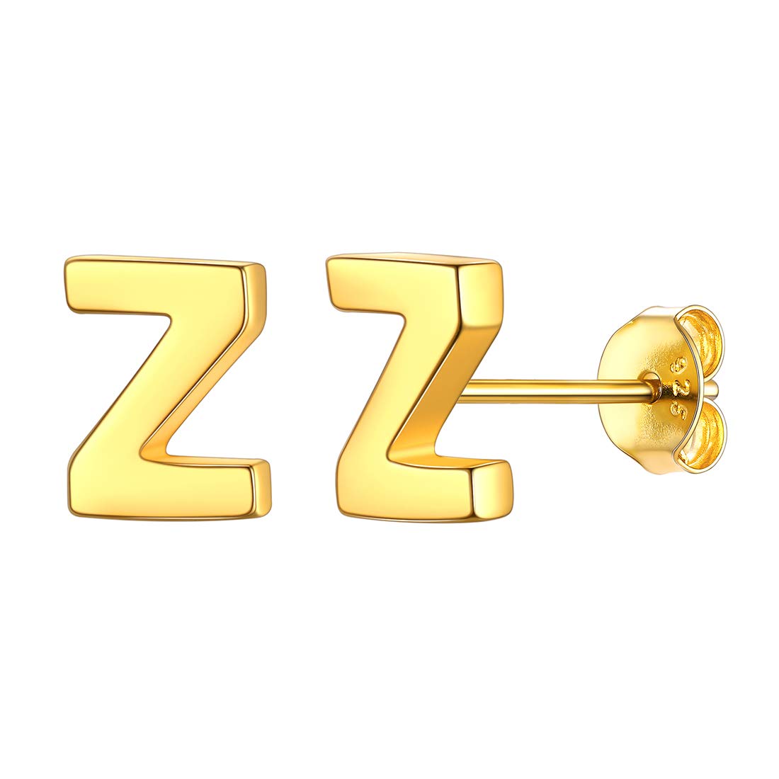 ChicSilver Gold Plated Alphabet Earring Studs Initial Jewelry Letter Z Stud for Women Girlfriend — image 1