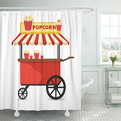 Varyhome Shower Curtain Popcorn Cart Carnival Store And Fun
