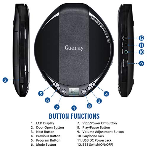 Portable CD Player for Car HiFi Lossless Small CD Player with Headphone CD Discman Compact Disc Personal Walkman Player Shockproof Anti-Skip