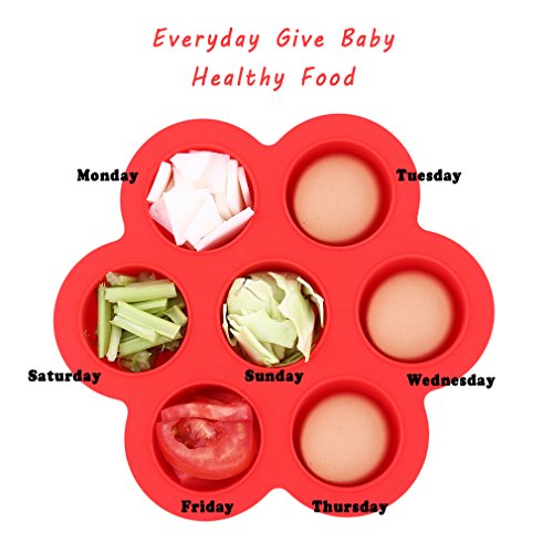 EH-LIFE Silicone Baby Food Freezer Tray with Clip-on Lid - Perfect Storage Container for Homemade Baby Food, Vegetable & Fruit Purees and Breast Milk - BPA Free & FDA Approved (Red)