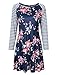 Liebeye Women Floral Print Stripe Long Sleeve Casual T-Shirt Dress Keen Length Dress