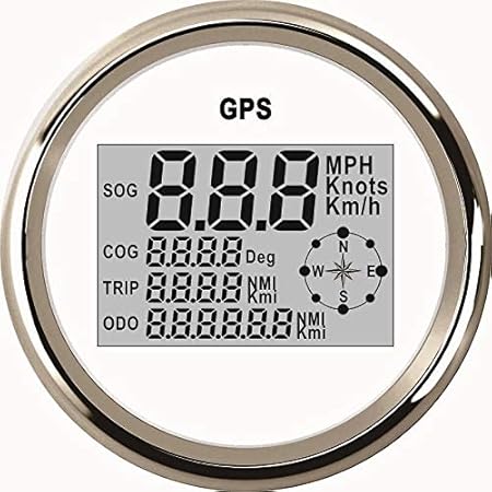 GPS-Tachometer, Kilometerzähler, Wasserdicht, Digital, für Auto, Boot, Truck mit Hintergrundbeleuchtung 85 mm, 9–32 V