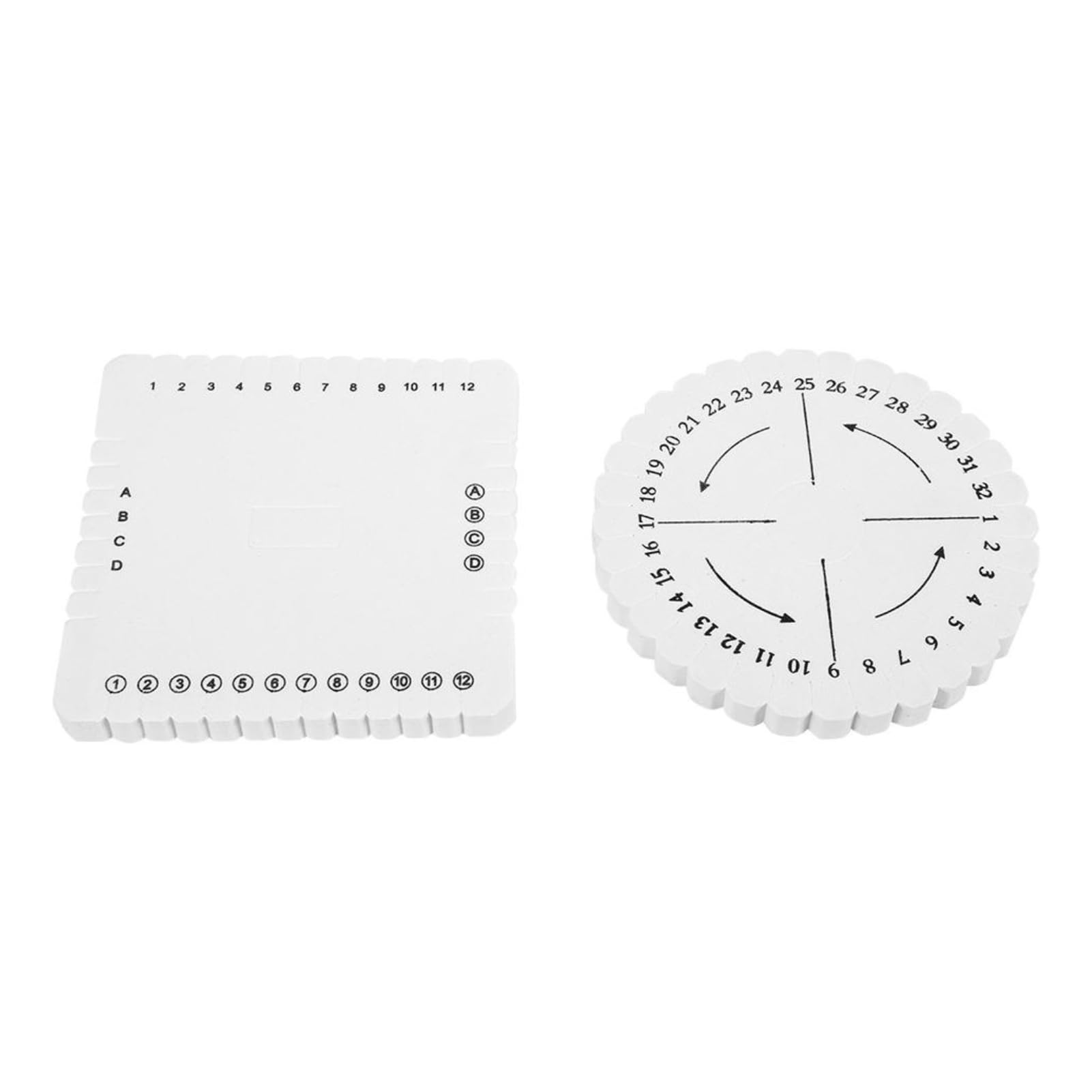 Broco Bracelet Braiding Tool,Macrame Board,Kumihimo Disk,2Pcs Round Square Kumihimo Disc Macrame Braided Cord String Bracelet Handmade Weaving Disk