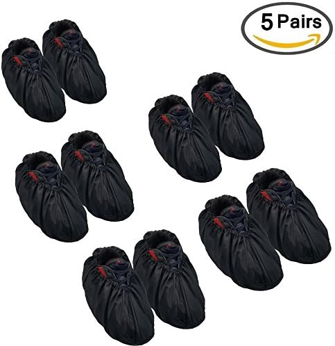 KaiLan Anti Slip Reusable Washable for Household Household,Office and Machine Room to Keep Clean,elasticity Convenience Black Shoe Covers,5 Pairs