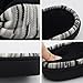 RockDove Women's Open Toe Memory Foam Flip Flop Slippers, Faux Cashmere Anti-Slip Thong Slide Slipper Shoes for Home Lounge Hotel Spa & Bedroom (9-10 B(M) US, Midnight Black)