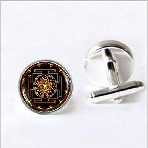 Sri yantra pendant, Sacred geometry jewelry, Sri yantra jewelry, Jewelry for men, necklace for men, Sri yantra necklace, Buddhist cufflinks