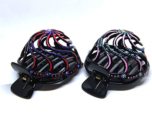 2 Pcs hand crafted Hair Grip. Home Hair Styling for Women & Girls Made Easy. This Attractive Hair Accessory can be use as a bun maker or a hair clip. For thick and thin hair. Uniquely Hand Painted