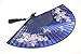 OMyTea® Hand Held Silk Folding Fans with Bamboo Frame - with a Fabric Sleeve for Protection for Gifts - 100% Handmade Oriental Chinese/Japanese Vintage Retro Style - for Women Ladys Girls (WZS-16)