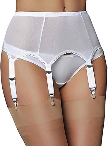 Premier Lingerie 6 Strap Sheer Powermesh Garter Belt for Stockings (PL61) [USA]