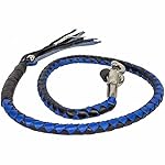 BIKER BLACK & BLUE 40" PURE LEATHER GET BACK WHIP MOTORCYCLE WHIP OLD SCHOOL NEW