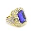 HongBoom Hot Hip Hop Rings 18K Gold Silver Plated CZ CRYSTAL Fully Iced-Out CUBAN Blue Ruby Ring (Gold/US Size 8)