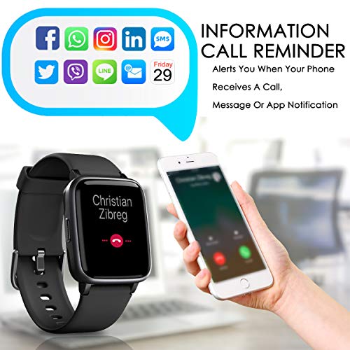 CHEREEKI Fitness Tracker, Fitness Watch with Heart Rate Monitor Waterproof IP68 1.3'' Color Screen Smartwatch, Stopwatch, Step Counter, Sleep Monitor Activity Tracker for Men Women Kid (Black 1) - Thumbnail 6
