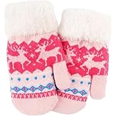 INOGIH Kids Toddler Winter Knit Mittens Gloves - Soft Warm Windproof Snow-Gloves for 3-7 Yrs