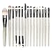 Jam Lee Makeup Brushes Set 15pcs Shiny Crystal Handle Soft Nylon Bristles Kabuki Makeup Brush Cosmetic Brushes Eyeshadow Eyeliner Blush Brushes (Silver)
