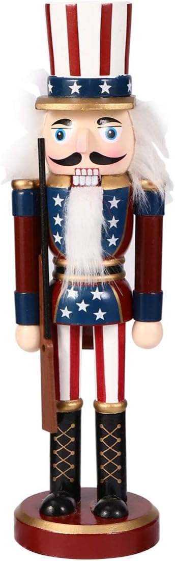 Nutcrackers - TENDYCOCO Christmas Nutcrackers Ornament Wood Soldier Nutcrackers Christmas Decor Large Nutcracker Figures Holiday Desktop Decoration 9.85inch