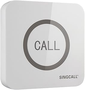 SINGCALL Home Caring System Hotel Calling System,Big Touching Button Convenient Waterproof, 1-Button Pager APE520 (Can't Be Used Alone)