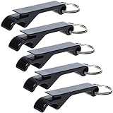 KLOUD City® Pack of 5 Black Aluminium Alloy Pocket Beer Bottle Canned Bottle Opener Claw Bar With Key Chain Keyring