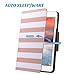 ULAK iPad Mini Case,iPad Mini 2 Case,iPad Mini 3 Case, 360 Degree Rotating Synthetic Leather Stand Case Smart Cover for Apple iPad Mini 1/2/3 with Auto Sleep/Wake Function (Rose Gold/White Stripes)