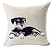 Cotton Linen Cute Funny Various Pet Dogs Watercolor Human Friends Schnauzer Throw Pillow Covers Cushion Cover Decorative Sofa Bedroom Living Room Square 18 Inches