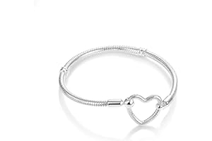 Parmuz Charm Bracelet For Woman 925 Sterling Silver Basic heart clasp Iconic Moments Snake Chain Bracelet Gift for Teen Girls Men Mother Daughter…