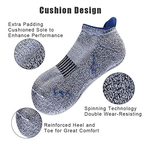 OxsOy Men's Athletic Ankle Socks Moisture Wicking Cushioned No Show Low Cut Running Tab Sock, 5-Pack (Multicolor-5 Pairs) - Thumbnail 2