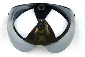 WANCAR Universal Motorcycle Retro Pilot-Style Standard 3 Snap-Button Visor Flip Up Down Open Face Helmet Wind Shield(Mirrored)