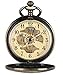 Retro Bronze Automatic Mechanical Pocket Watch Arabic Numerals Chain Creative Transparent Glass Cover