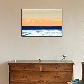 Canvas Wall Art - Abstract Seascape with Orange Clouds in The Sky - Gallery Wrap Modern Home Art | Ready to Hang - 12x18 inches