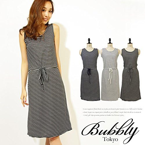 Amazon ボーダーひざ丈タンク ワンピース 大きいサイズ ワンピ レディース 長袖 フリー ネイビー ワンピース チュニック 通販