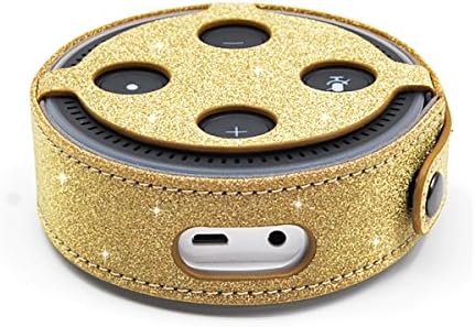 Protective Case Cover for Amazon Echo Dot 2 (fits Echo Dot 2nd Generation only), Wrcibo PU Leather Bling Luxury Glitter Sleeve Cover for Alexa (Gold)