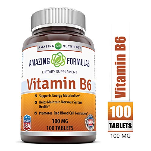 Amazing Nutrition Vitamin B6 Dietary Supplement 100 mg, 100 Tablets