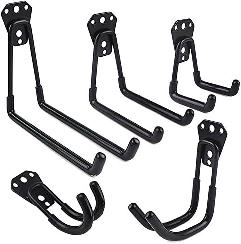 Clip U Hook | 4 set of 5 pcs Multi-Size Extended Wall Mount Tool Holder U-Hook with Anti-Slip Coating for Home Garage Chair Ladder Storage Organizer | Heavy Duty Iron and PVC | Black | 1443.05