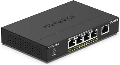 NETGEAR GS305PP 5-Port PoE Gigabit Switch 83 W Unmanaged Desktop Wall Mount