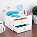 mDesign Plastic Home Office Desktop Storage Organizer Set - Holds Files, Magazines, Notebooks, Pens, Pencils, Highlighters, Note Pads - Set of 3 - White