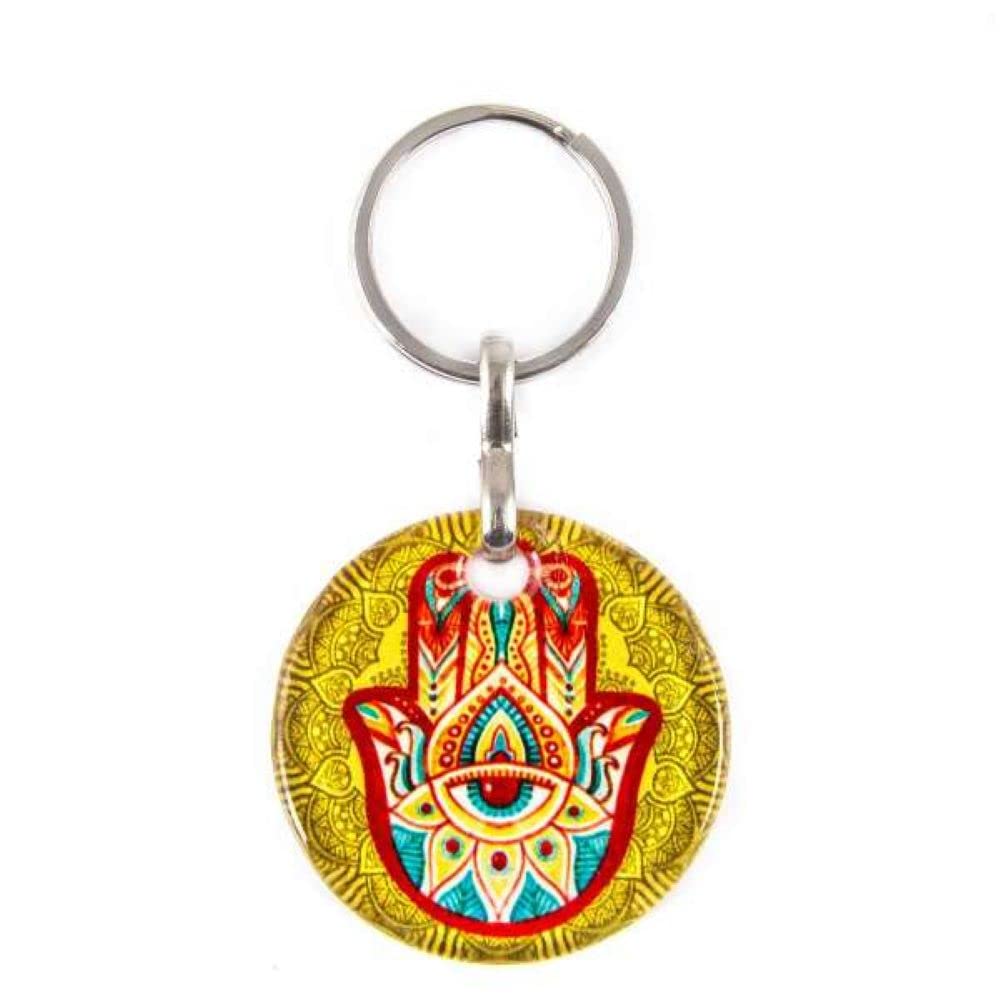 Jeannieparnell 496 - Hamsa Hand, Hand of Fatima & Lucky Evil Eye Keyring Bag Hanger Protection and Good Luck