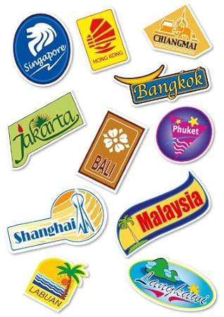 Supertogether World Travel Locations Suitcase Stickers - 11 von Gepäck Aufkleber Labels Set