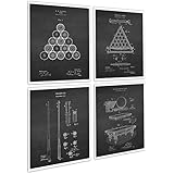 Gnosis Picture Archive Billiards Pool Room Decor Set of 4 Art Prints of Billiard Pool Table Billiard Balls Billiard Cue Invention Diagrams Patents_Billiard_Chk4A