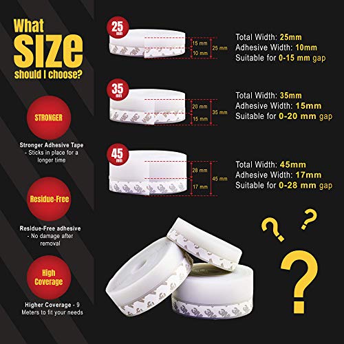 Sealer Hero Door Seal Strip 45mm Width 9m (29.5 Ft) Silicone