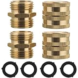 M MINGLE Garden Hose Adapter, Male to Male, Female to Female, 3/4 Inch Brass Connector, 4-Pack with Extra 4 Washers
