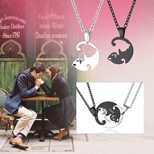 Custom4u Collier D Amitie Pour 2 Yig Yang Pendentif Meilleure Amie Enfant Friendship Bestfriend Forever Bijoux Chat Et Chat Pour Couple Amoureux En Acier Inoxydable Cadeau Anniversaire Bff Filles Amazon Fr Bijoux