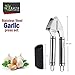 Stainless Steel Garlic Press and Peeler Set – Heavy Duty Garlic Masher, Crusher, Mincer, Presser & Silicone Peeler – Easy to Use Dishwasher Safe – Peel & Mince Fresh Garlic In Seconds - by Inspero
