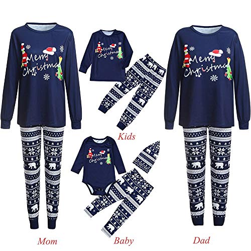 FimKaul Christmas Pjs Xmas Pajamas Sets Outfit Santa Claus Matching Family Mom Dad Kids Nightwear Snowflake