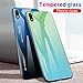 EasyLifeGo for Huawei Y5 2019 / Honor 8S Case, TPU Bumper Multicolor Gradient 9H Tempered Glass Backcover Anti-Scratch Anti-Drop Shell, Gradient Blue